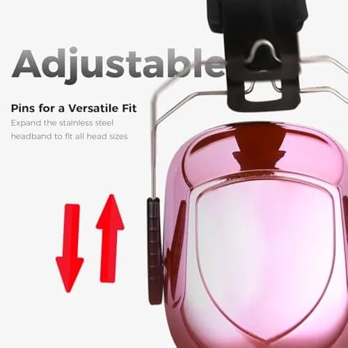 ProCase NRR 28dB Passive Noise Reduction Earmuffs | Adjustable Metal Frame, Foldable Design, Pink thumbnail 3