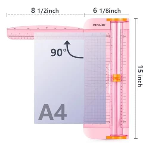 WORKLION Paper Cutter Pink 12 Inch | Safe, Precise & Portable Crafting Tool thumbnail 2