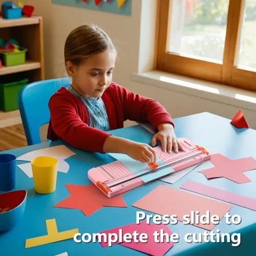 WORKLION Paper Cutter Pink 12 Inch | Safe, Precise & Portable Crafting Tool thumbnail 3