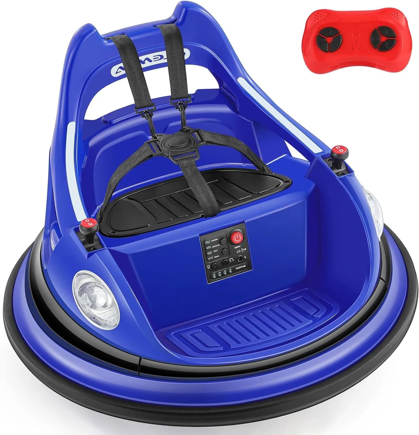 ELEMARA Electric Bumper Car for Kids 12V | Max 1.9MPH, Parent Remote, 2 Modes, Music, Lighting, Navy
