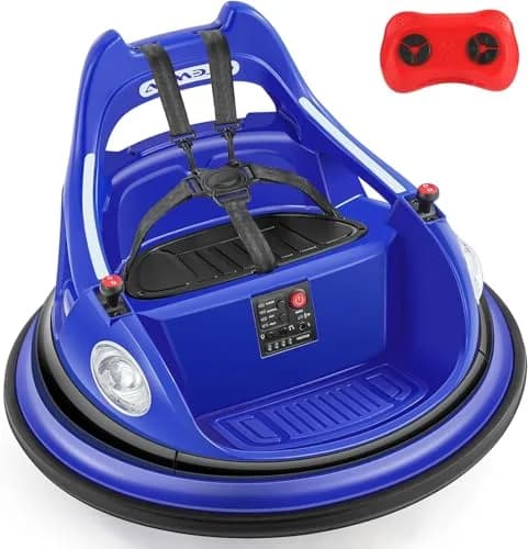 ELEMARA Electric Bumper Car for Kids 12V | Max 1.9MPH, Parent Remote, 2 Modes, Music, Lighting, Navy thumbnail 1