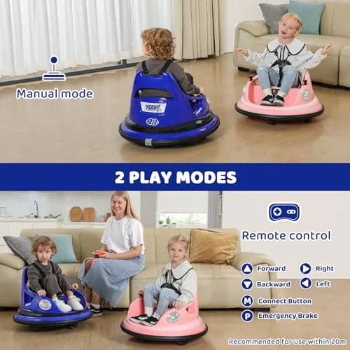 ELEMARA Electric Bumper Car for Kids 12V | Max 1.9MPH, Parent Remote, 2 Modes, Music, Lighting, Navy thumbnail 6