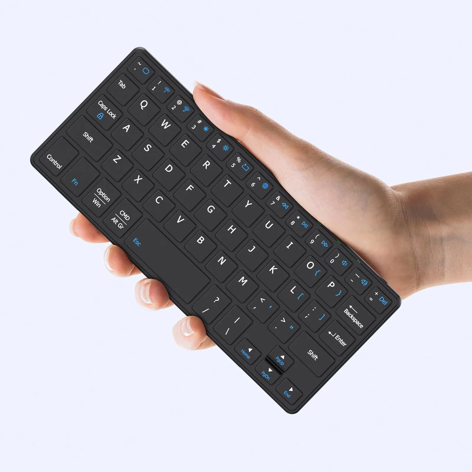 Kenkor Portable Wireless Mini Keyboard with Adjustable Stand | Bluetooth, Rechargeable, Compact & Lightweight — Black
