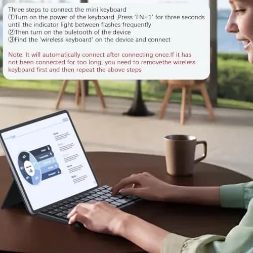 Kenkor Portable Wireless Mini Keyboard with Adjustable Stand | Bluetooth, Rechargeable, Compact & Lightweight thumbnail 7