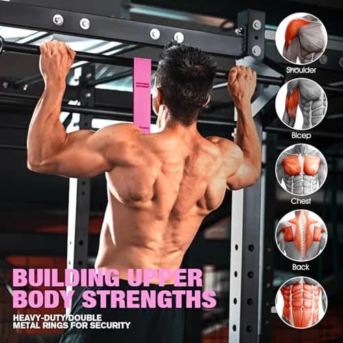 Ayombo Heavy Duty Pull Up Assistance Bands with Foot Strap, 75lb-300lb Resistance | 4-Pack Natural Rubber Latex Tubes thumbnail 8