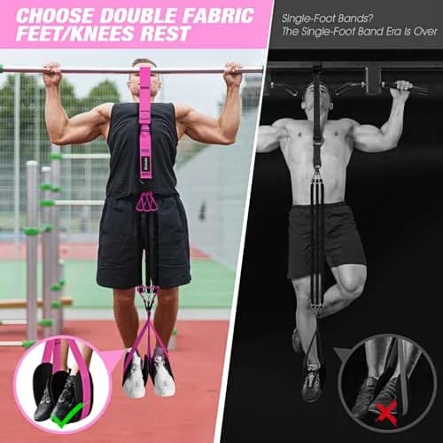 Ayombo Heavy Duty Pull Up Assistance Bands with Foot Strap, 75lb-300lb Resistance | 4-Pack Natural Rubber Latex Tubes thumbnail 3