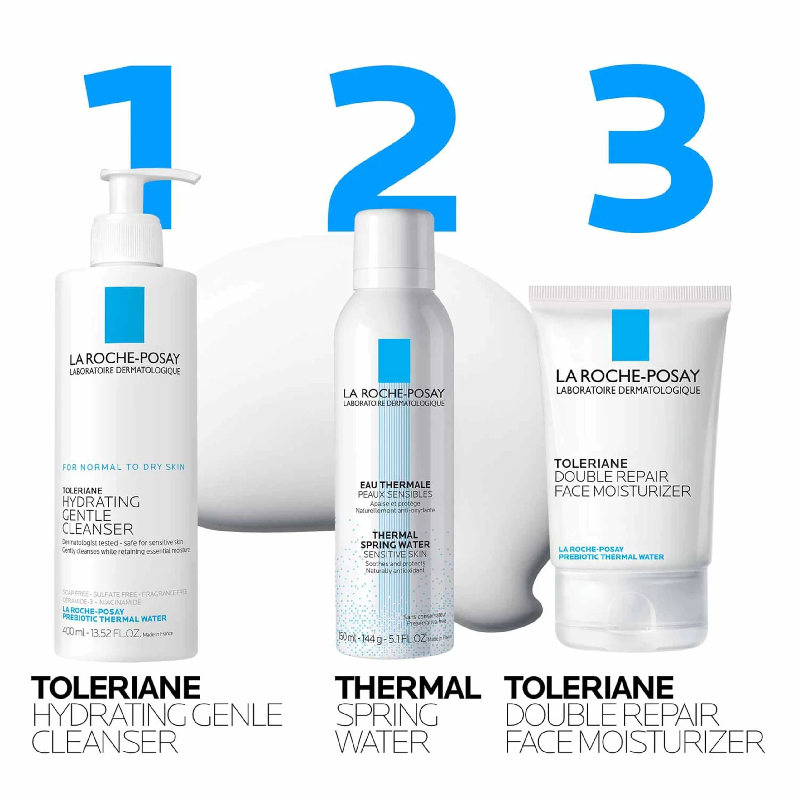 La Roche-Posay Toleriane Hydrating Gentle Cleanser & Double Repair Face Moisturizer Set - 13.52 Fl Oz Refill | Gentle Cleansing & 48hr Hydration - view 5