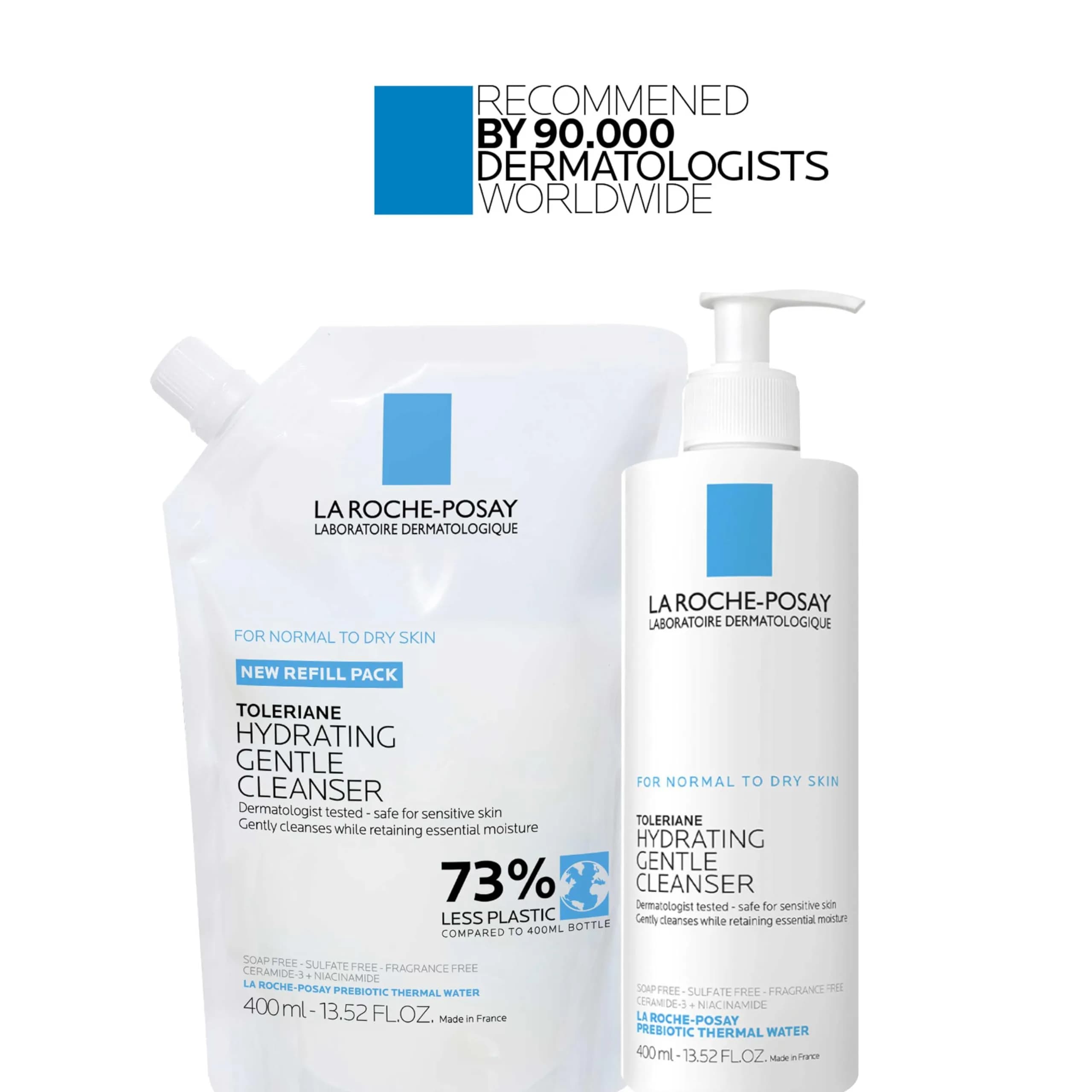La Roche-Posay Toleriane Hydrating Gentle Cleanser & Double Repair Face Moisturizer Set - 13.52 Fl Oz Refill | Gentle Cleansing & 48hr Hydration - view 6