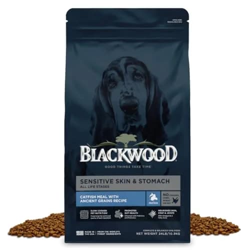 Blackwood Sensitive Skin & Stomach Dry Dog Food, 24 lb | Catfish Meal & Ancient Grains, USA thumbnail 1