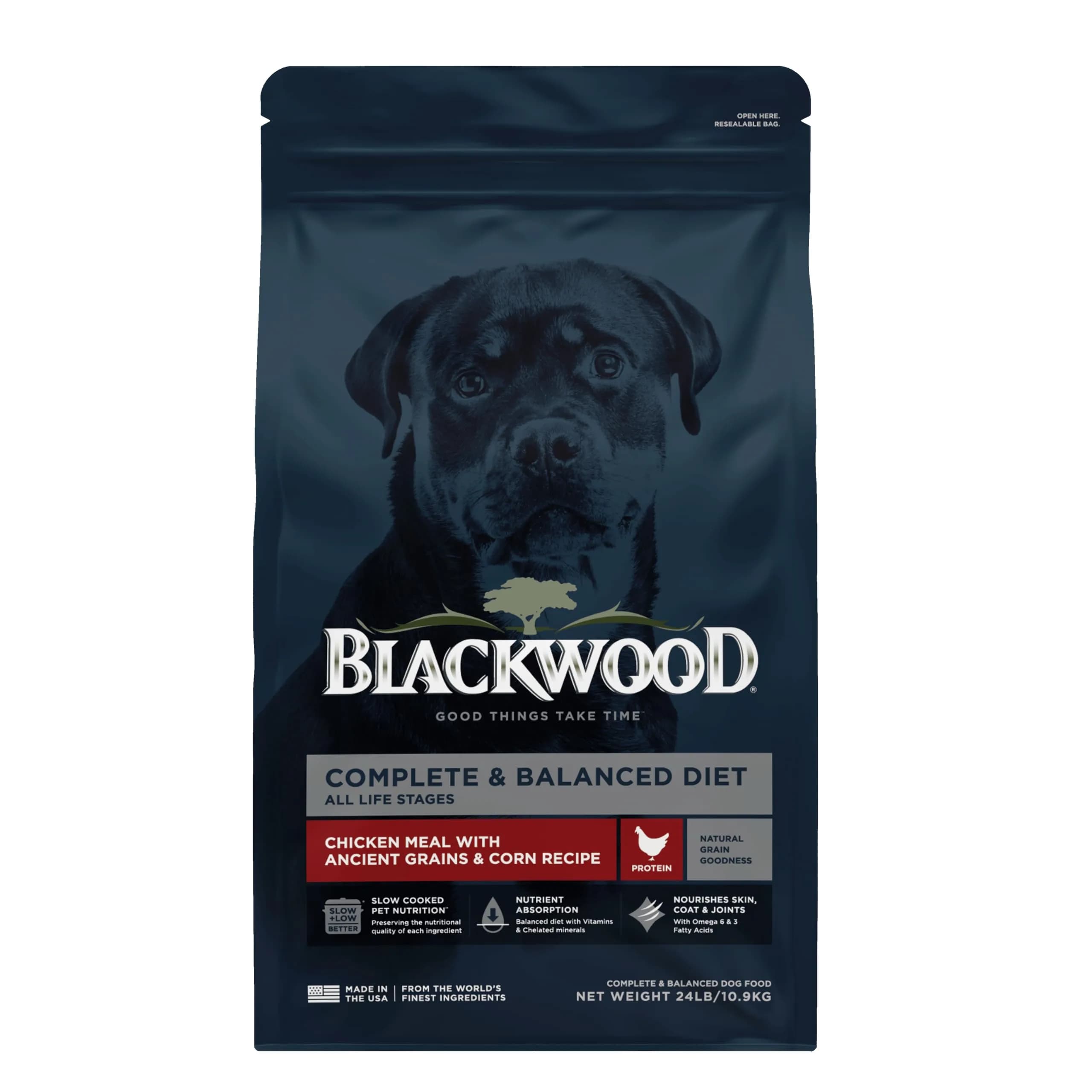 Blackwood Complete & Balanced Dry Dog Food, Chicken Meal, 24 lb | Supports Digestion & Coat