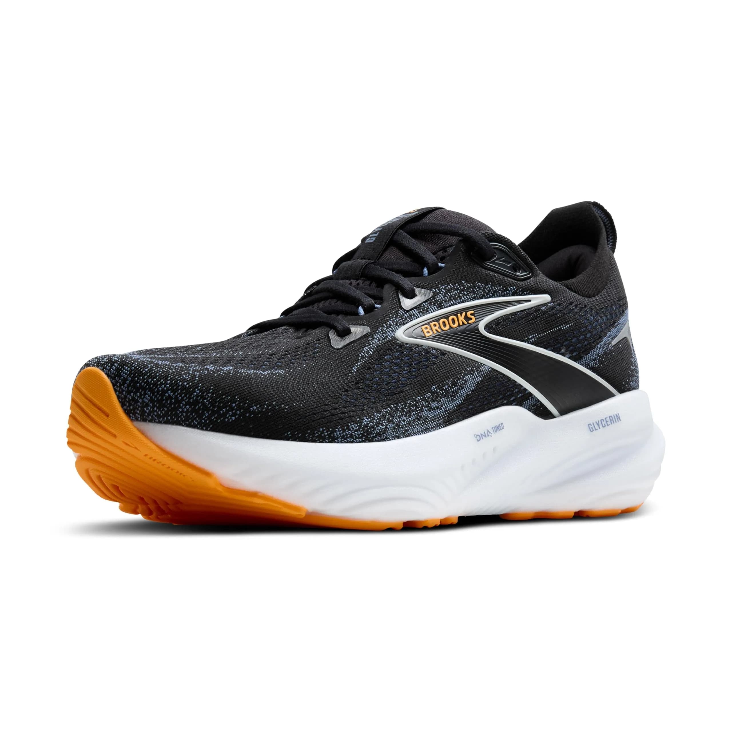 Brooks Men’s Glycerin 22 Neutral Running Shoe - Black/Country Blue/Orange Pop - 12.5 Wide | Maximum Cushioning Road Trainer — Black/Country Blue/Orange Pop
