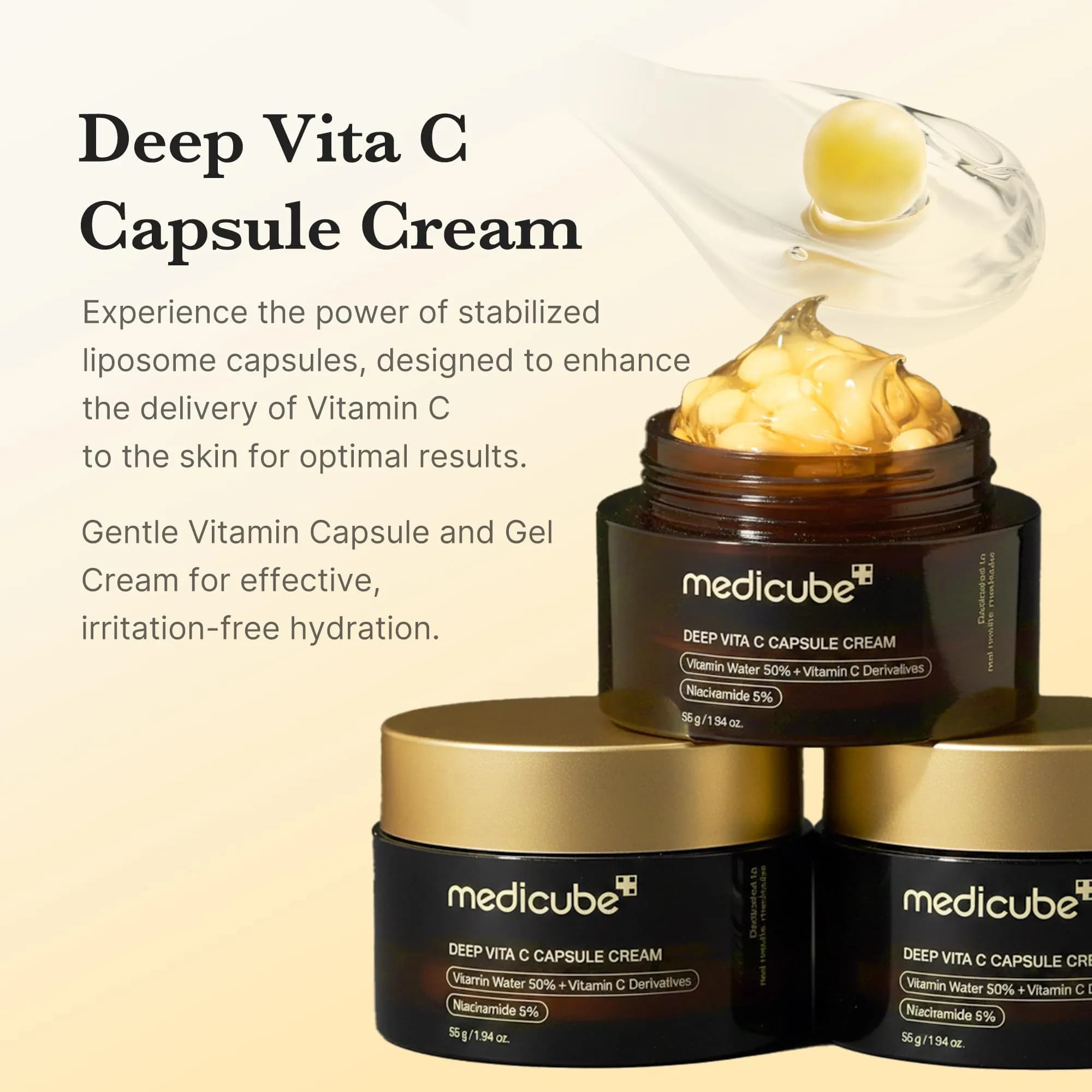 medicube Capsule Cream with Deep Vitamin C Liposome Vitamin C Golden Capsule 55g (1.94 oz) | Radiance & Firm-Looking Skin - view 3