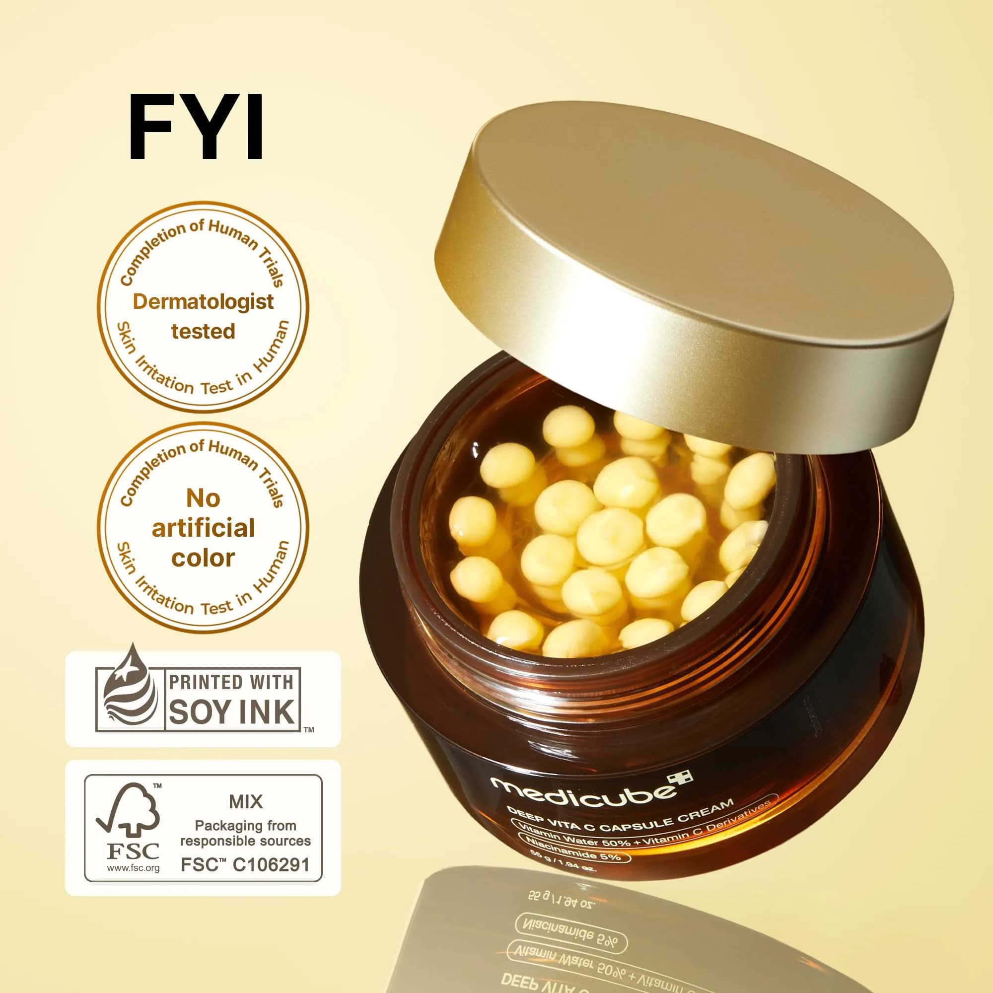 medicube Capsule Cream with Deep Vitamin C Liposome Vitamin C Golden Capsule 55g (1.94 oz) | Radiance & Firm-Looking Skin - view 6