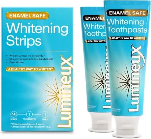 Lumineux Whitening Starter Set 7 Strip Treatments & 2 Pack Toothpaste | Peroxide-Free Enamel-Safe Whitening thumbnail 1