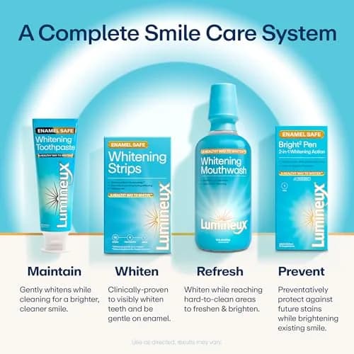 Lumineux Whitening Starter Set 7 Strip Treatments & 2 Pack Toothpaste | Peroxide-Free Enamel-Safe Whitening thumbnail 9