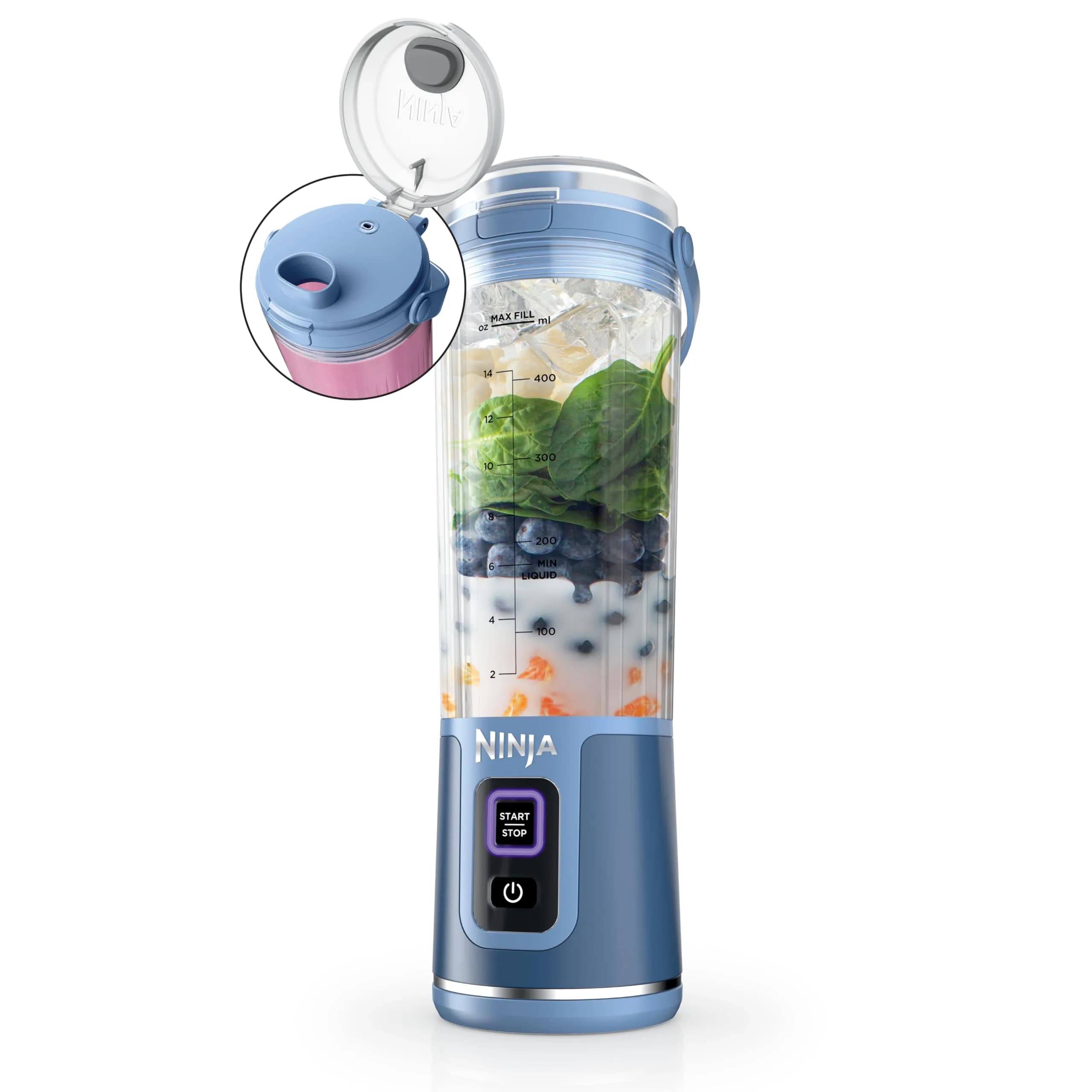 Ninja Blast Portable Blender Cordless 18oz Vessel Denim Blue BC151ND | Blends Ice & Frozen Fruit Anywhere - main product image
