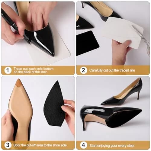 Ashoesert Shoe Grip Pads Non Slip Sole Protector for Heels | Anti Slip, Self Adhesive, Black 2 Pairs thumbnail 4