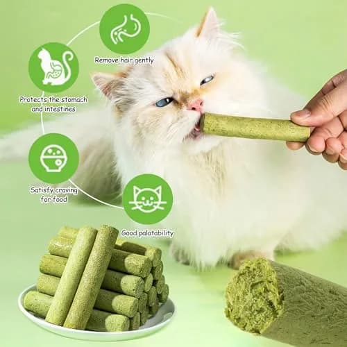 HavenJanny Cat Grass Teething Stick 100g (3.52 oz) | Chicken Flavor for Dental Health & Hairball Control thumbnail 5