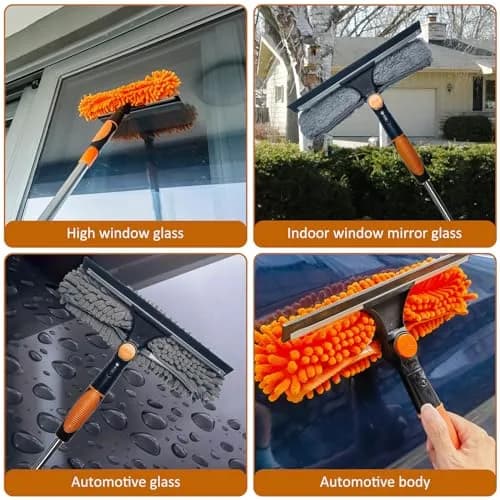 Tonmp 20 ft+ Reach Window Cleaner Duster Kit with 14 ft Extension Pole & 3 Pads | Cleans High Windows Safely thumbnail 5