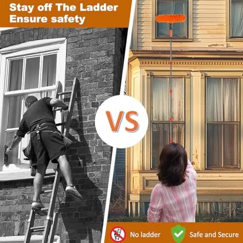 Tonmp 20 ft+ Reach Window Cleaner Duster Kit with 14 ft Extension Pole & 3 Pads | Cleans High Windows Safely thumbnail 6