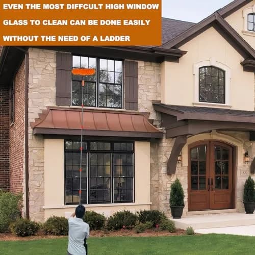 Tonmp 20 ft+ Reach Window Cleaner Duster Kit with 14 ft Extension Pole & 3 Pads | Cleans High Windows Safely thumbnail 7