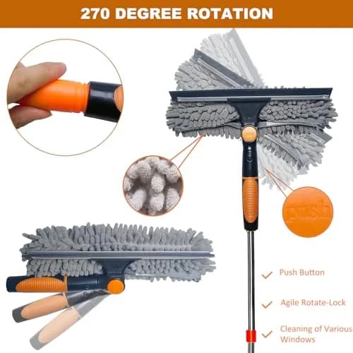 Tonmp 20 ft+ Reach Window Cleaner Duster Kit with 14 ft Extension Pole & 3 Pads | Cleans High Windows Safely thumbnail 3