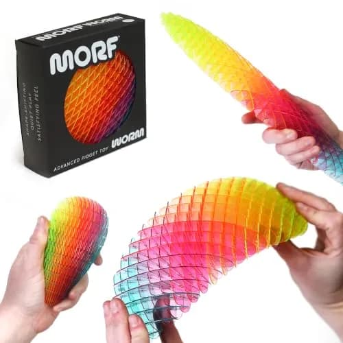 morf Worm 3D Sensory Fidget Toy, Rainbow, Large (7.6 cm L x 3 cm W x 2.5 cm H) thumbnail 1