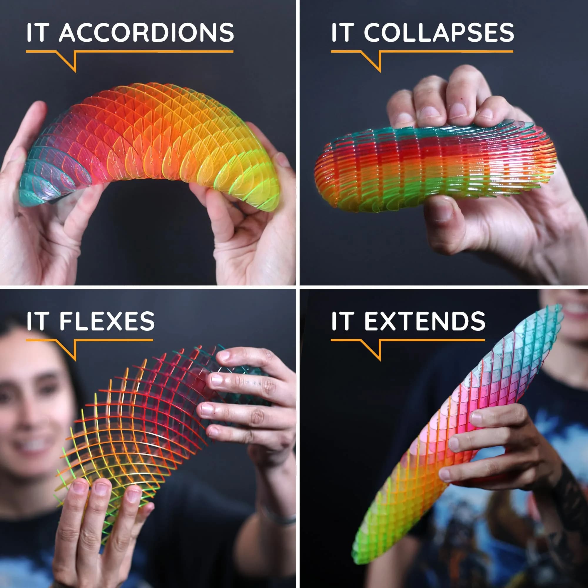 morf Big Rainbow Flexible Fidget Worm Toy | Sensory Slug Toy for Kids, Teens, Adults - view 3