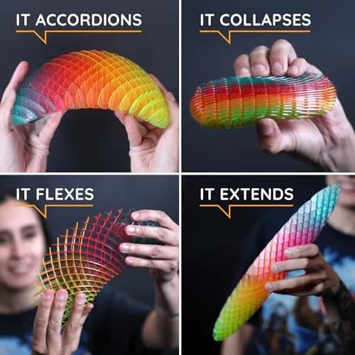 morf Worm 3D Sensory Fidget Toy, Rainbow, Large (7.6 cm L x 3 cm W x 2.5 cm H) thumbnail 3