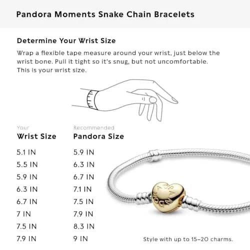 PANDORA Moments Engravable Heart Clasp Snake Chain Bracelet, 6.7" | Heart-shaped Clasp & 14k Gold Plated thumbnail 7
