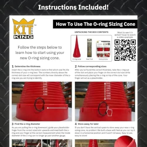 Kit King USA O Ring Sizer Cone & Seal Puller | Imperial AS568 Sizes | 17.5 inch Tall, Heavy Duty thumbnail 3