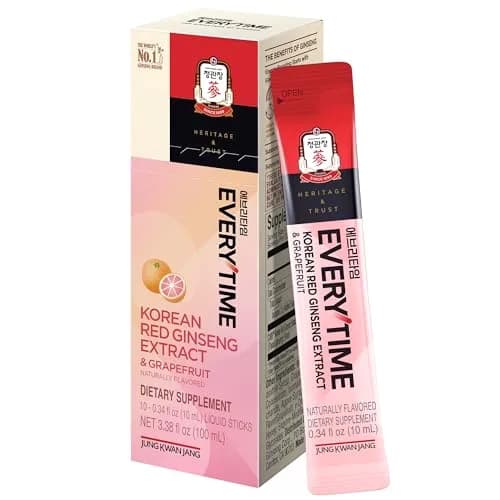 JUNG KWAN JANG Everytime Korean Red Ginseng Extract & Grapefruit 10 Sticks | Vegan Ginseng Root Energy Drink Support thumbnail 1
