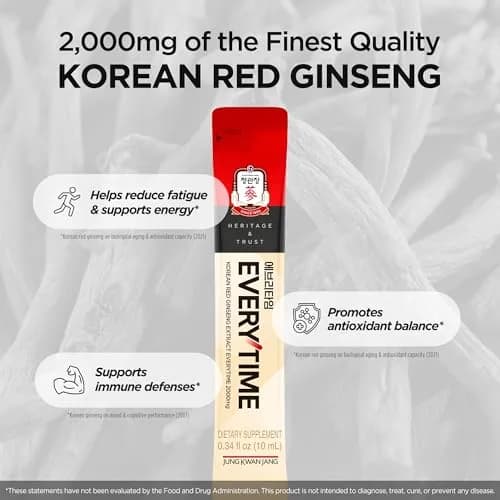 JUNG KWAN JANG Korean Red Ginseng Extract 2000mg | Energy & Immunity Boost, Caffeine-Free, 10 Sticks thumbnail 5