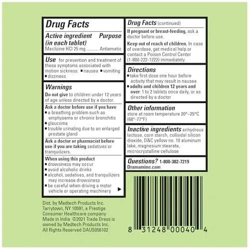 Dramamine Nausea Relief Tablets Long-Lasting 20 Count (20 Tablets) thumbnail 6