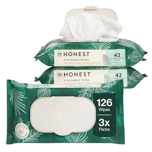 The Honest Company Flushable Wipes Tropical Leaves 126ct | Hypoallergenic & Septic Safe thumbnail 1