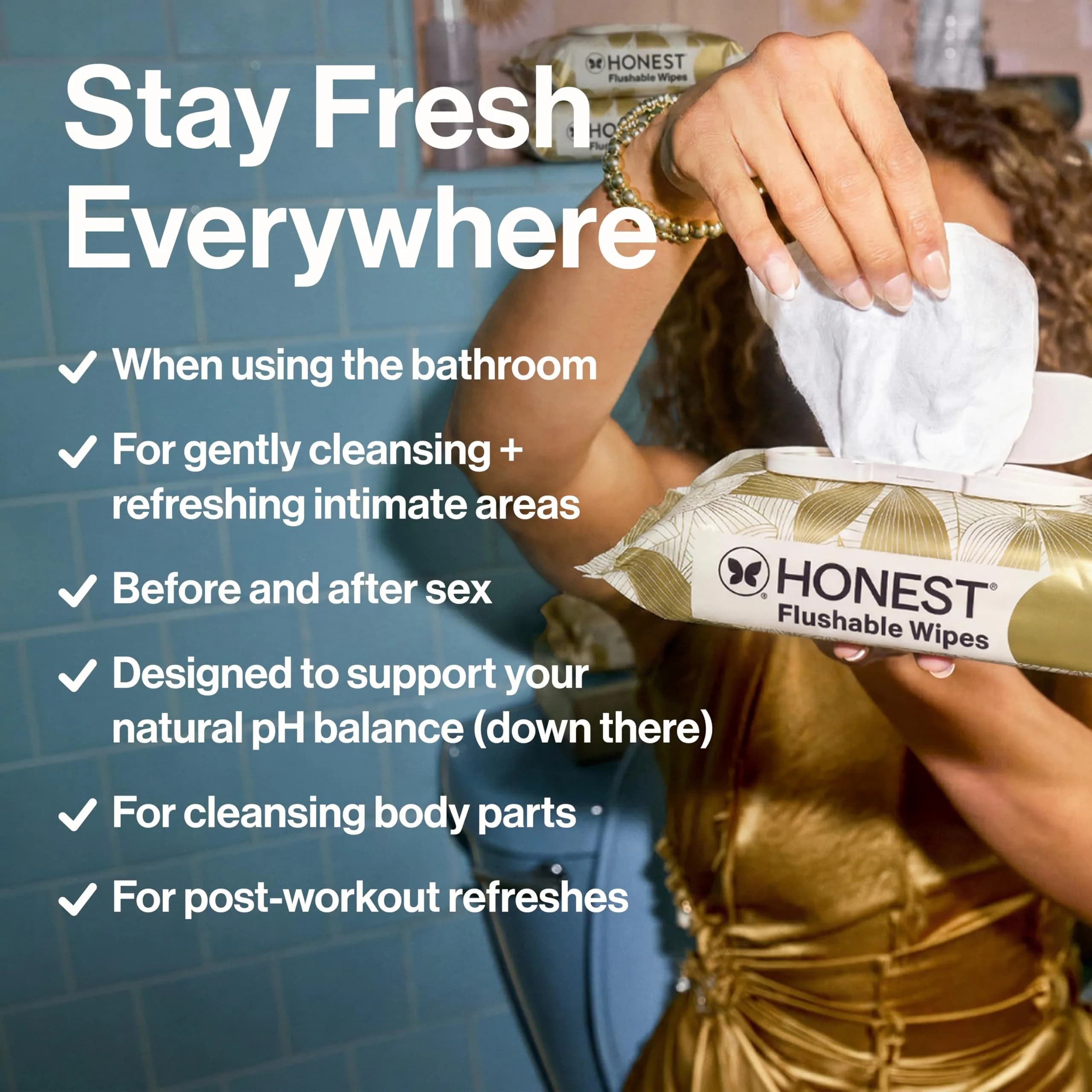 The Honest Company Flushable Wipes Tropical Leaves 126ct | Hypoallergenic & Septic Safe - view 5