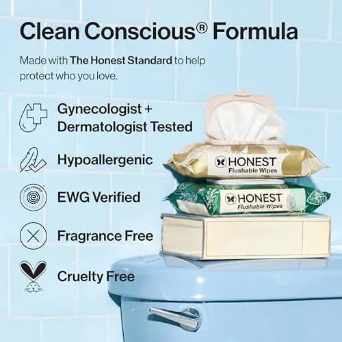 The Honest Company Flushable Wipes Tropical Leaves 126ct | Hypoallergenic & Septic Safe thumbnail 3