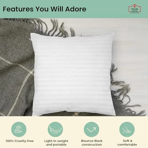Trendy Home 18x18 Throw Pillow Insert (Set of 2, White) Hypoallergenic, Durable & Machine Washable (70-120 chars) thumbnail 5