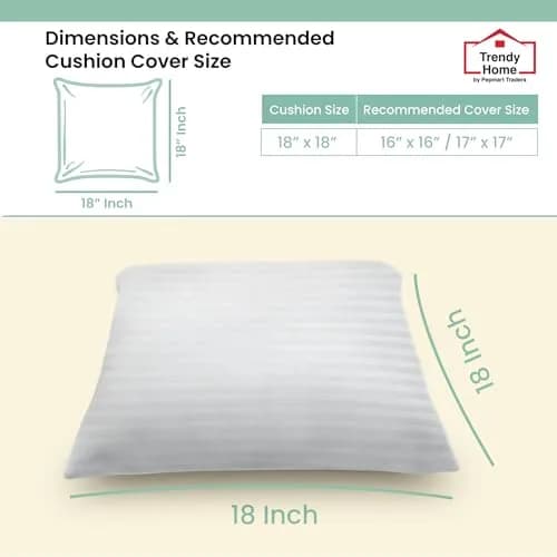 Trendy Home 18x18 Throw Pillow Insert (Set of 2, White) Hypoallergenic, Durable & Machine Washable (70-120 chars) thumbnail 6