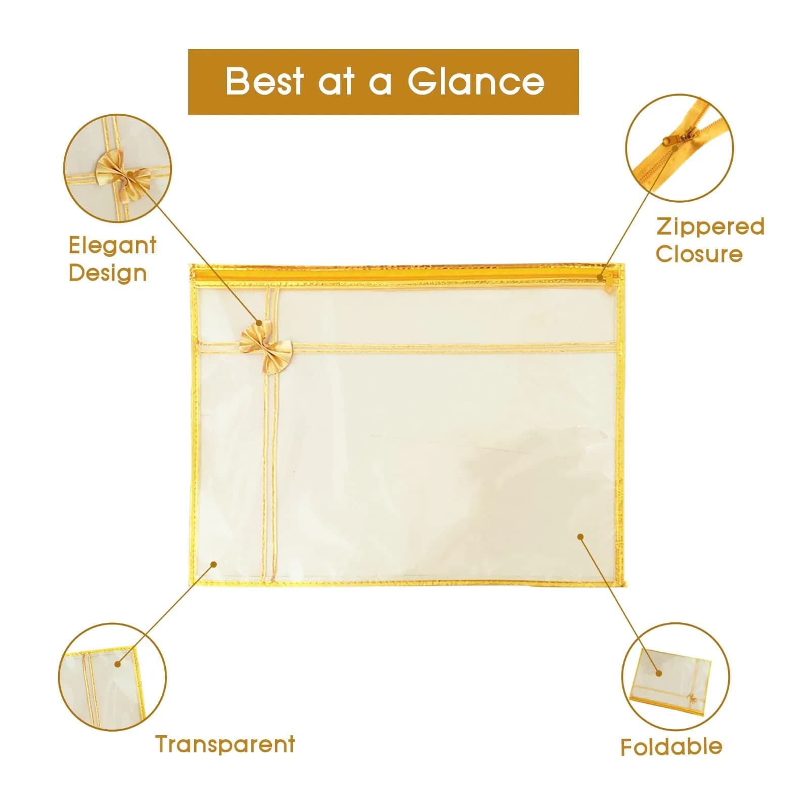 FLY LYF Transparent Saree Cover with Zip, 43cm x 37cm x 2cm (12-Pack) | Protects Sarees from Dust & Moisture - view 3