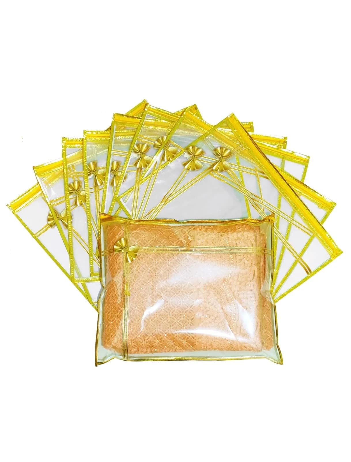 FLY LYF Transparent Saree Cover with Zip, 43cm (17in) L x 37cm (14.5in) W x 2cm (0.8in) H, Pack of 6 | Protects Sarees from Dust & Moisture - main product image