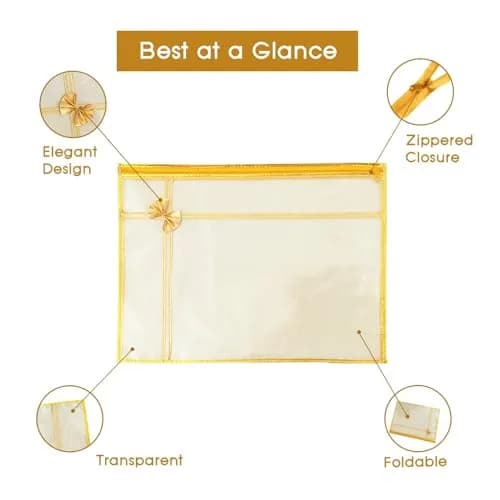 FLY LYF Transparent Saree Cover with Zip, 43cm (17in) L x 37cm (14.5in) W x 2cm (0.8in) H, Pack of 6 | Protects Sarees from Dust & Moisture thumbnail 3