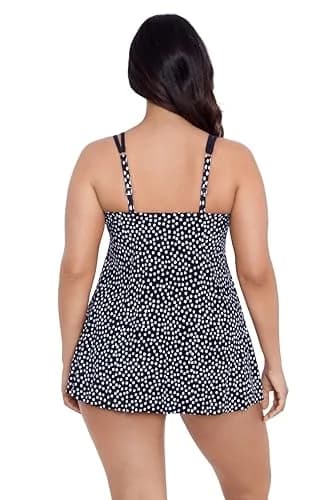 Trimshaper Womens Built-in Tummy Control Tracey Swimdress with Adjustable Side Tie, Funfetti, 10 | Flattering & Supportive Swimwear thumbnail 2
