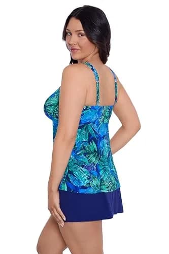 Trimshaper Womens Adjustable Lily Swim Tankini with Built-in Bra Support, Mosaic Jungle, 14 | Supportive, Flattering Fit for Indian Water Activities thumbnail 2