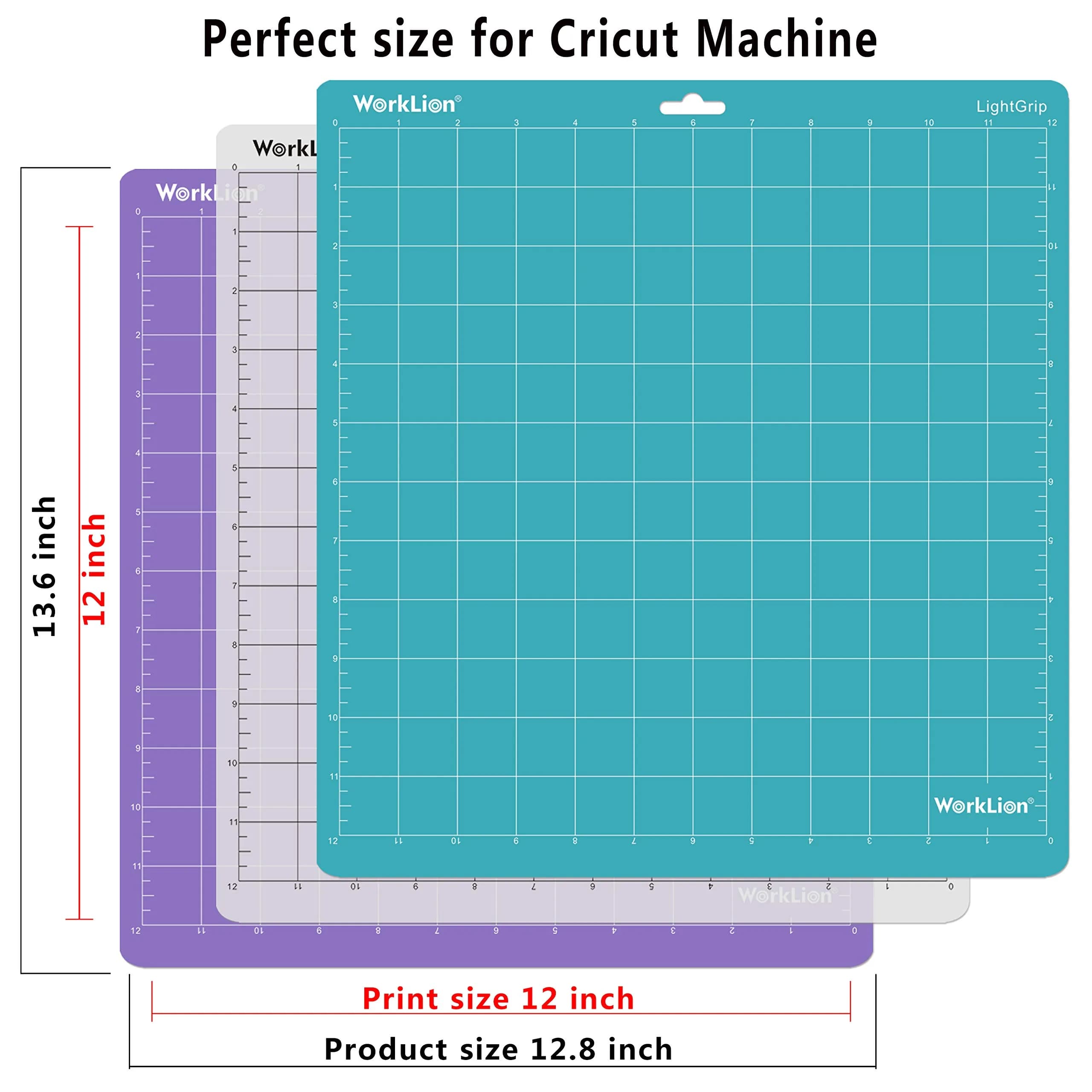 WORKLION Cutting Mat 12x12 Inch (6 Mats) | 4 Standard, 1 Light, 1 Strong Adhesive for Silhouette Cameo - view 2
