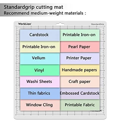 WORKLION Cutting Mat 12x12 Inch (6 Mats) | 4 Standard, 1 Light, 1 Strong Adhesive for Silhouette Cameo thumbnail 3