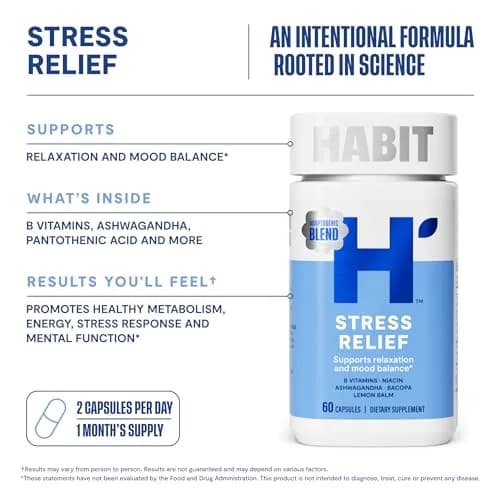 Health By Habit Stress Relief Capsules 60 | Supports Relaxation & Mood Balance, Vegan, Non-GMO thumbnail 4