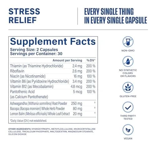 Health By Habit Stress Relief Capsules 60 | Supports Relaxation & Mood Balance, Vegan, Non-GMO thumbnail 5