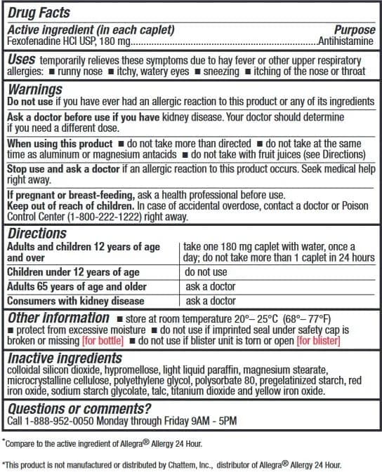 HealthA2Z Fexofenadine 180mg 24-Hour Allergy Relief, Antihistamine, 90 Ct | Indoor & Outdoor Support thumbnail 5