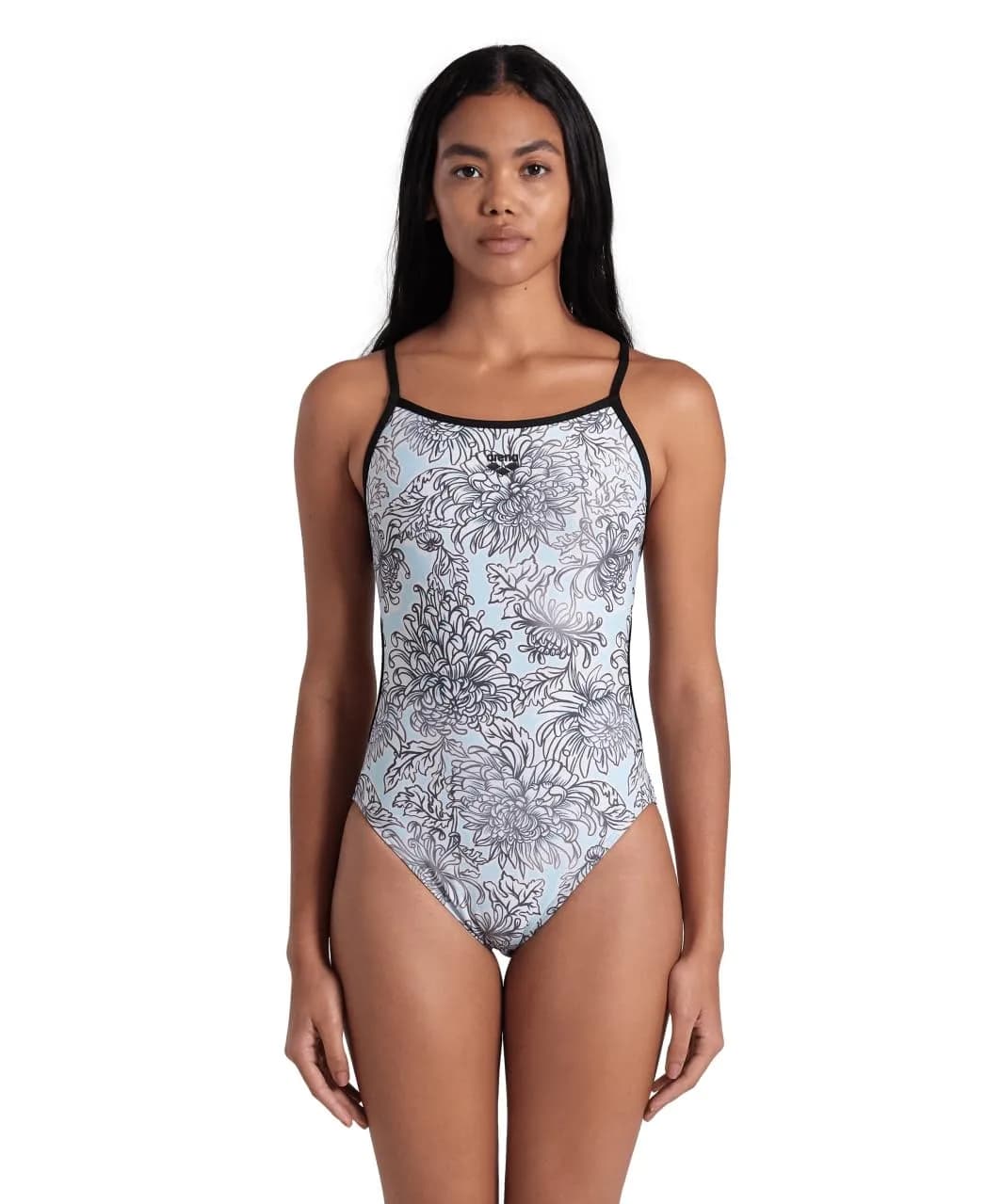 ARENA Performance White Floral Women's Swimsuit Lace Back MaxLife Training Suit Athletic Ladies Bathing Suit, US Size 22 | Chlorine-Resistant & Eco-Friendly